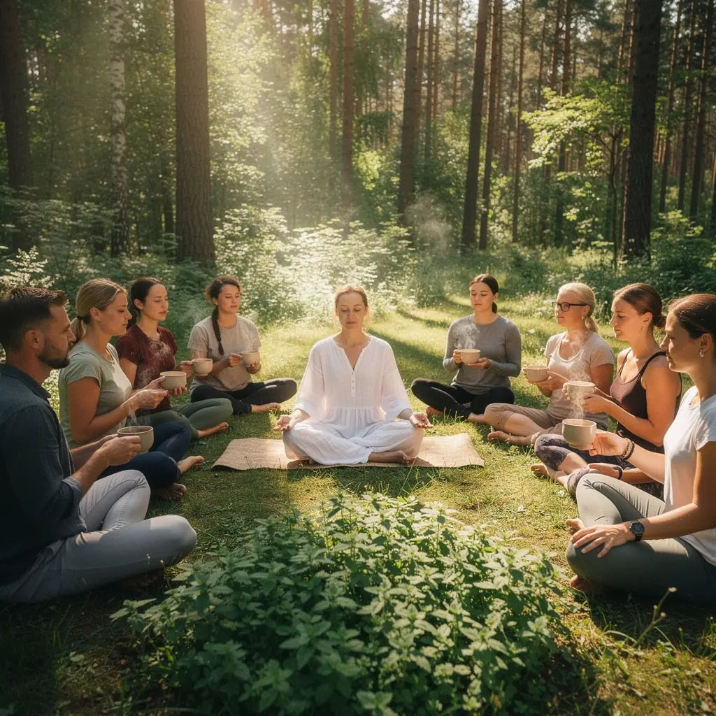 Šilto puodelio arbatos, sukuriantis jaukią atmosferą ir ramybę, skatinantis atsipalaidavimą.