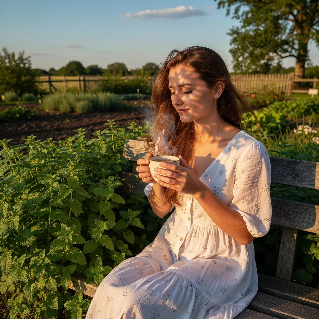 Raminančių žolelių mišinio ingredientai, įskaitant citrinų balzamą, rodo jų natūralų grožį ir sveikatingumą.