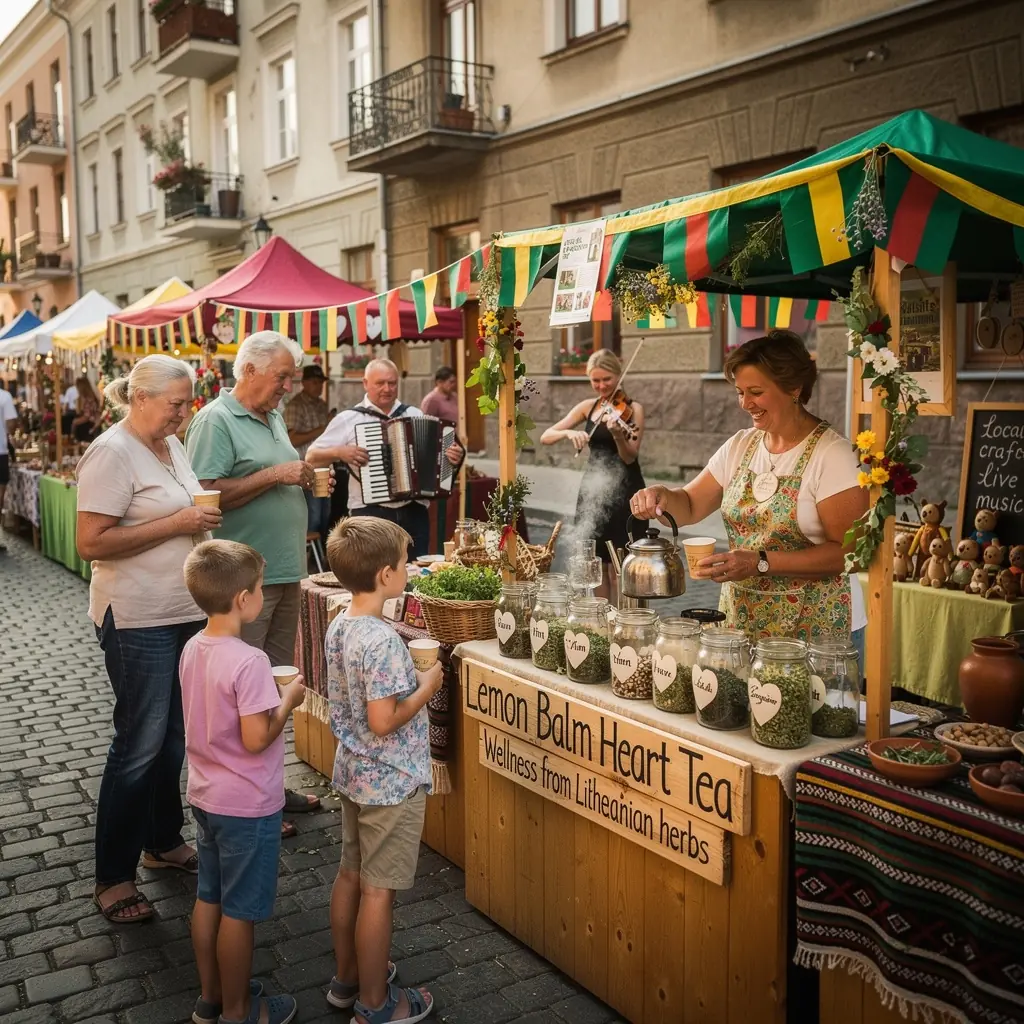 Gražiai paruošta arbata su citrinų balzamu, skirta širdies sveikatai.